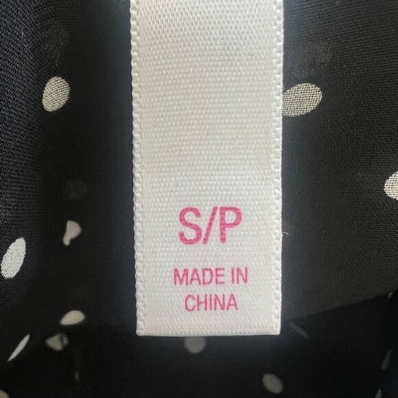 Xhilaration Black Polka Dot Semi-Sheer Lace Black White ButtonWomen's Blouse Top - Picture 11 of 12